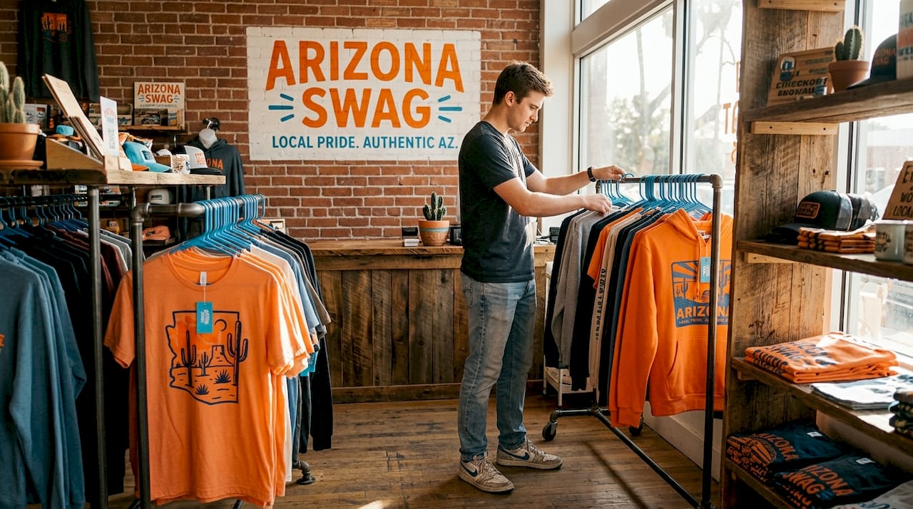 Man browsing streetwear in Arizona boutique