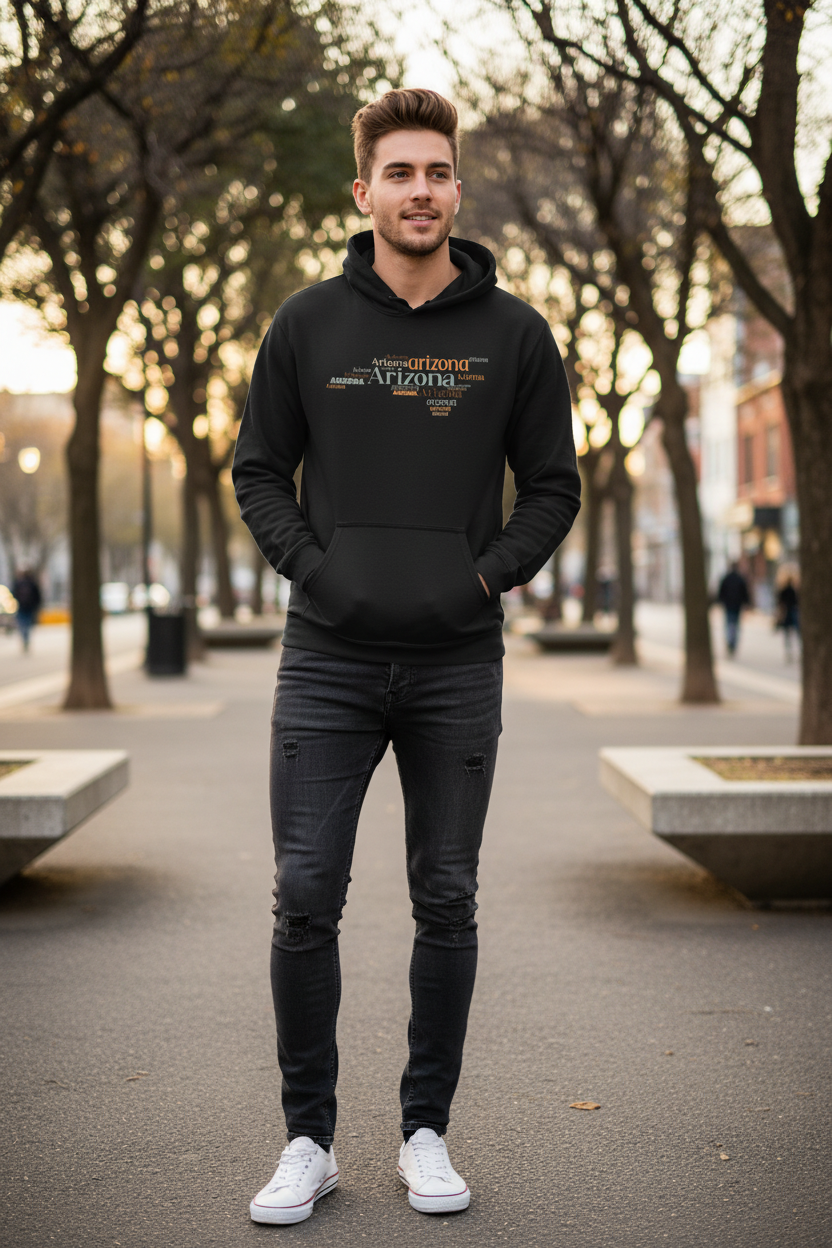 Black hoodie male lifestyle