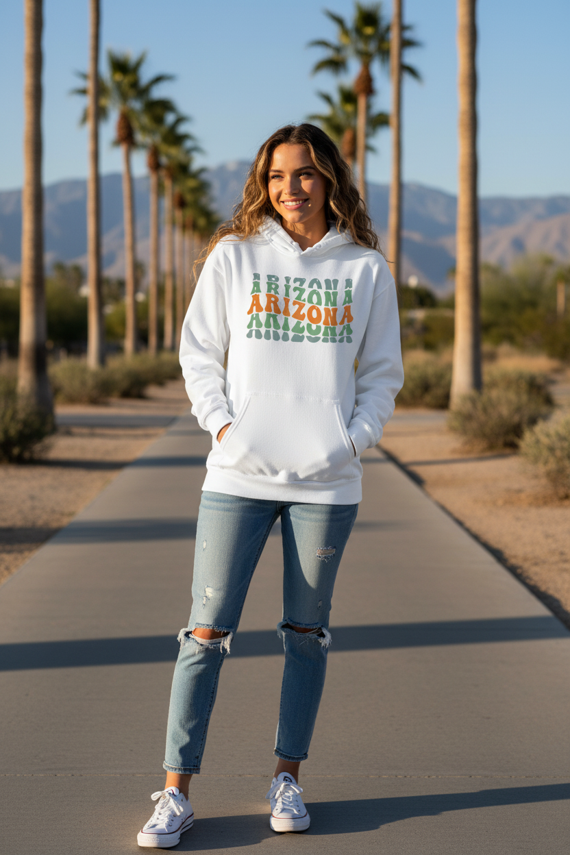 White hoodie female lifestyle