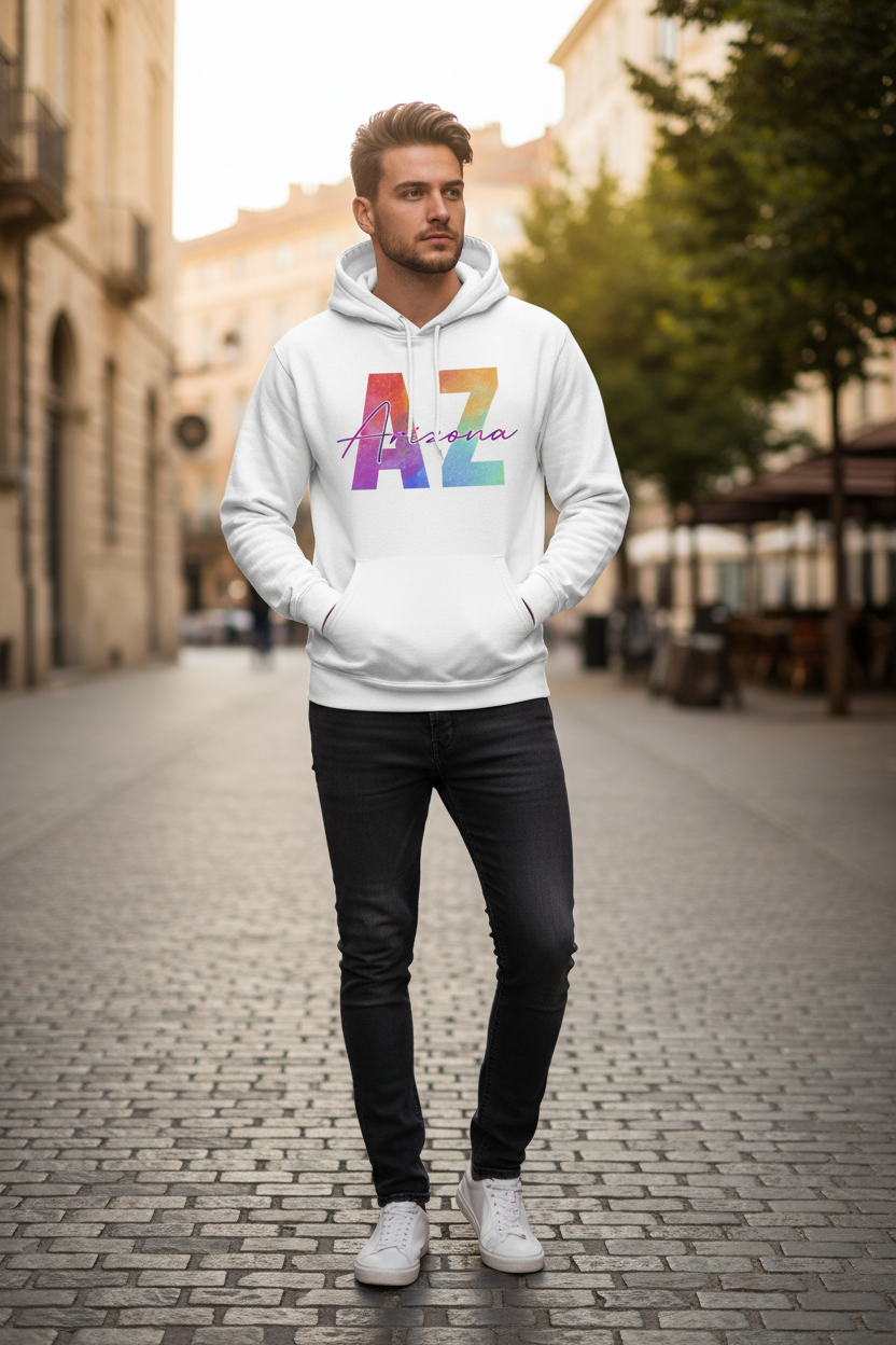 White hoodie male lifestyle