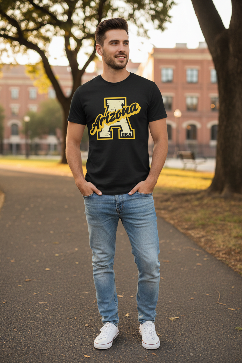 Black t-shirt male lifestyle