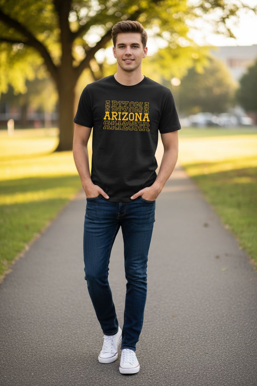 Black t-shirt male lifestyle