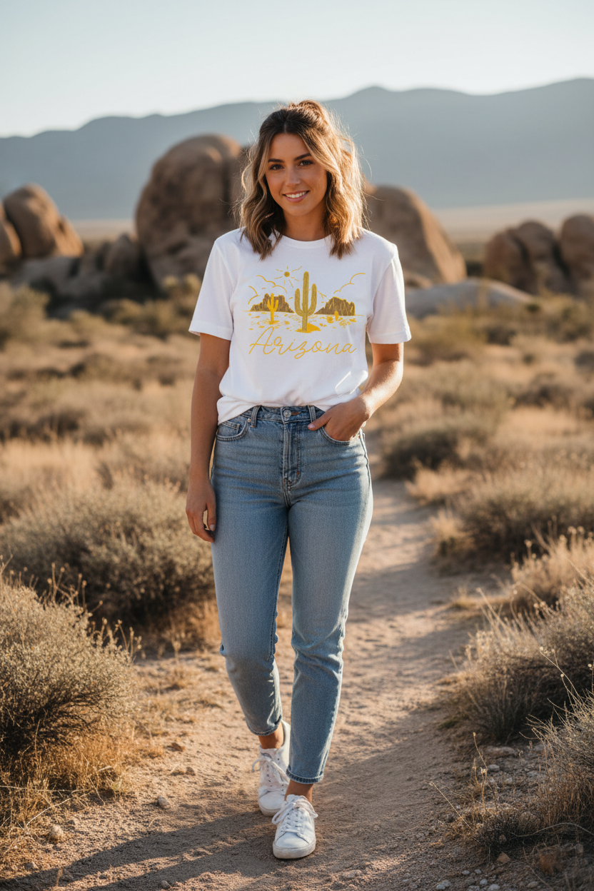 White t-shirt female lifestyle