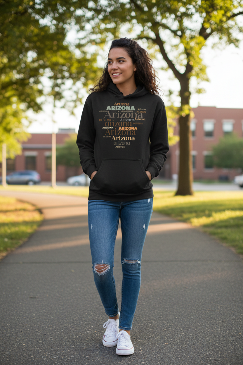 Black hoodie female lifestyle