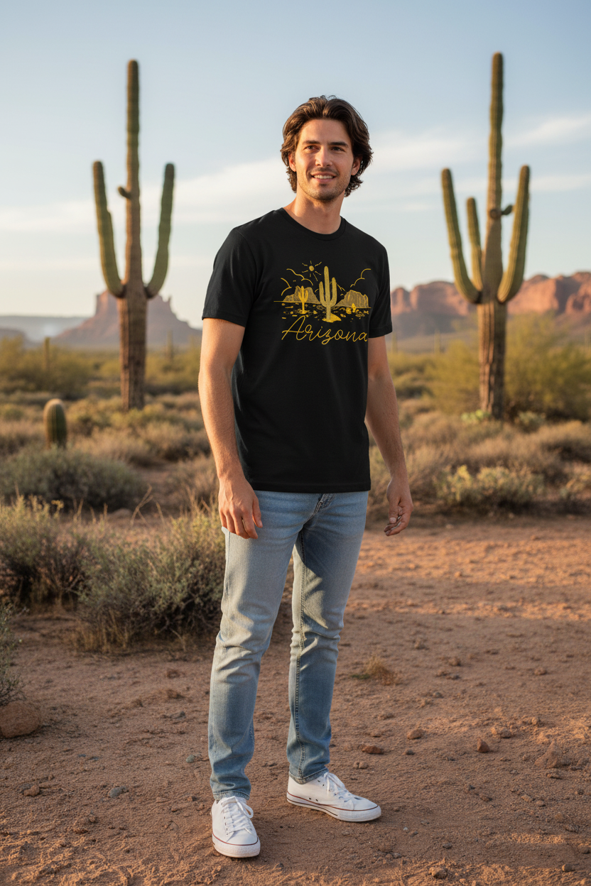 Black t-shirt male lifestyle