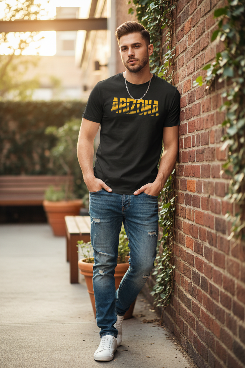 Black t-shirt male lifestyle