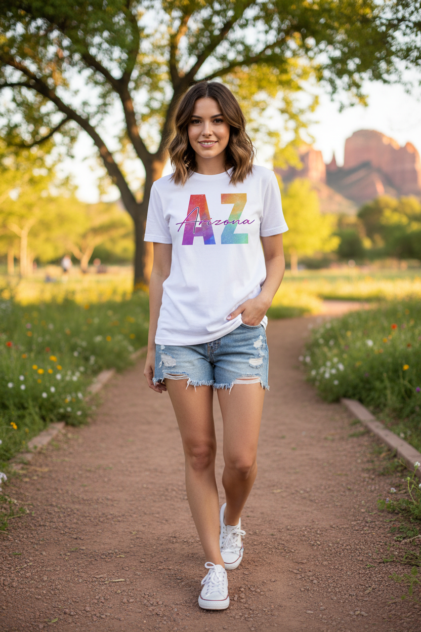 White t-shirt female lifestyle