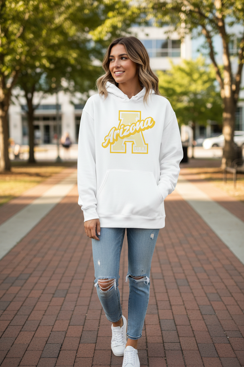 White hoodie female lifestyle