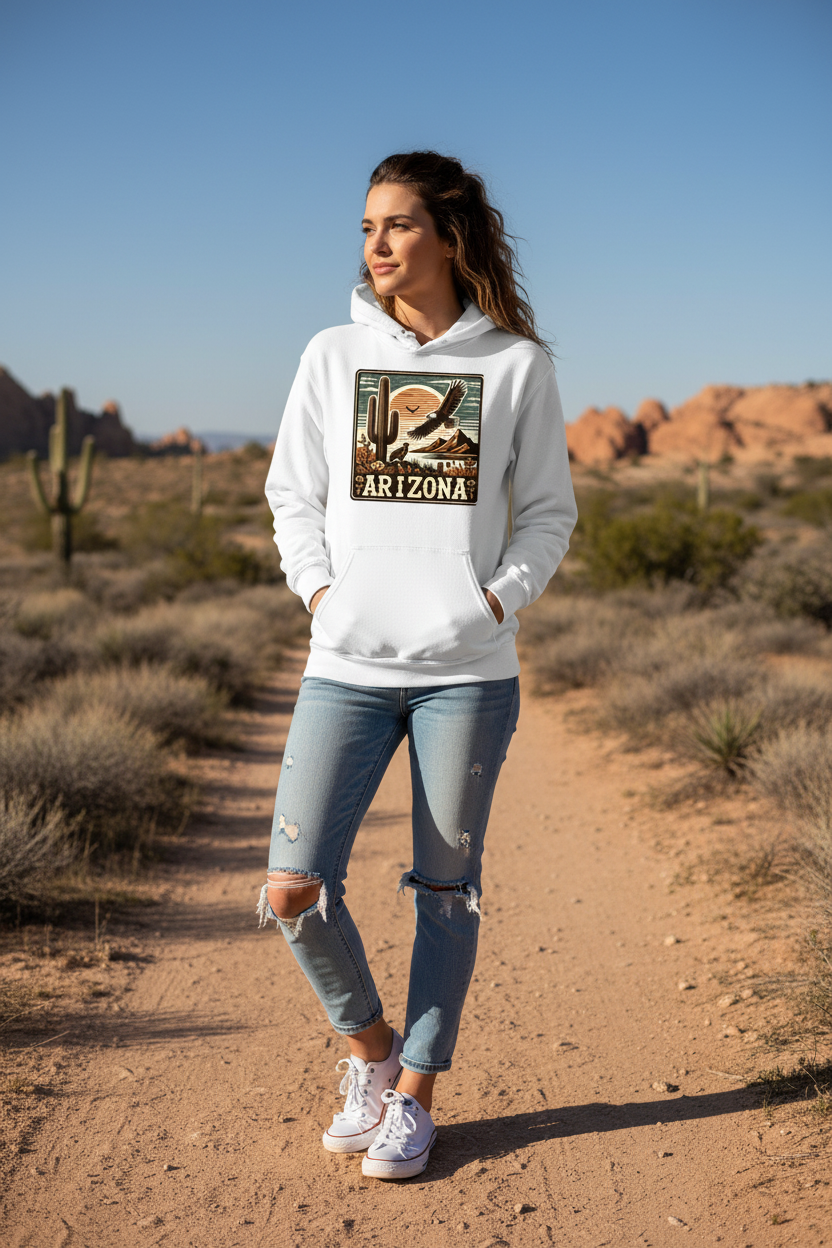 White hoodie female lifestyle