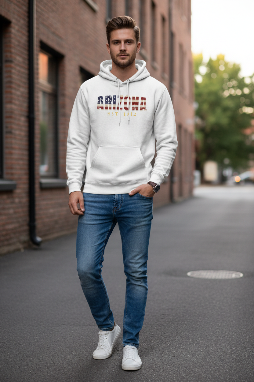 White hoodie male lifestyle