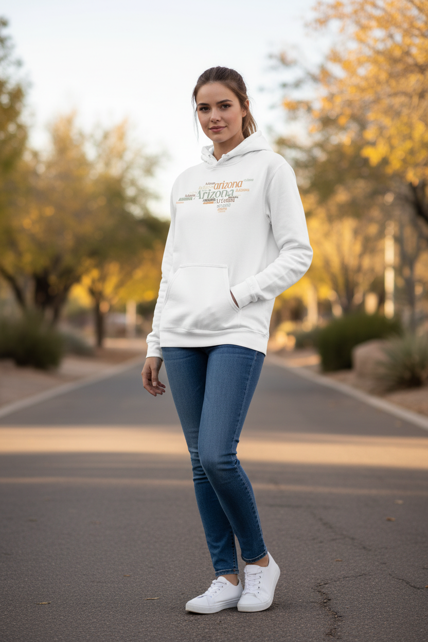 White hoodie female lifestyle