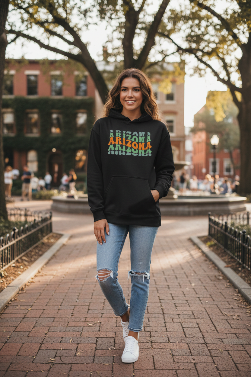 Black hoodie female lifestyle