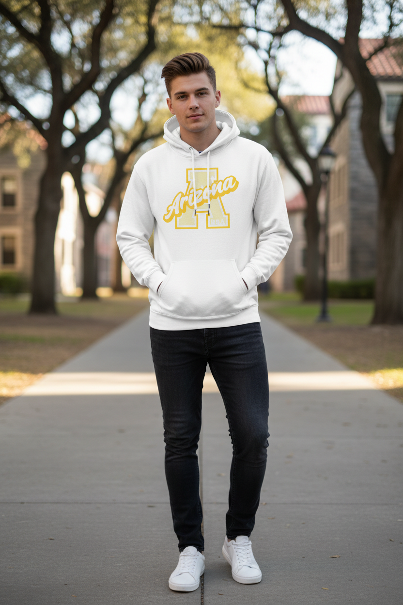 White hoodie male lifestyle