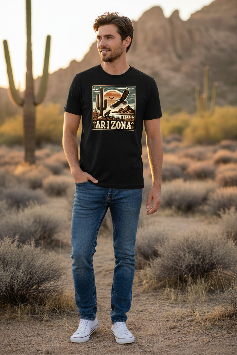 Black t-shirt male lifestyle