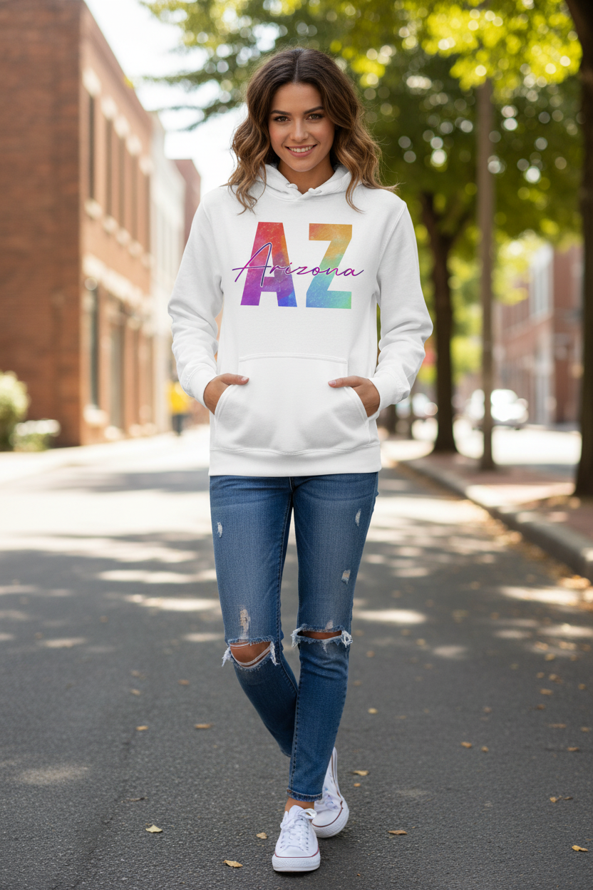 White hoodie female lifestyle