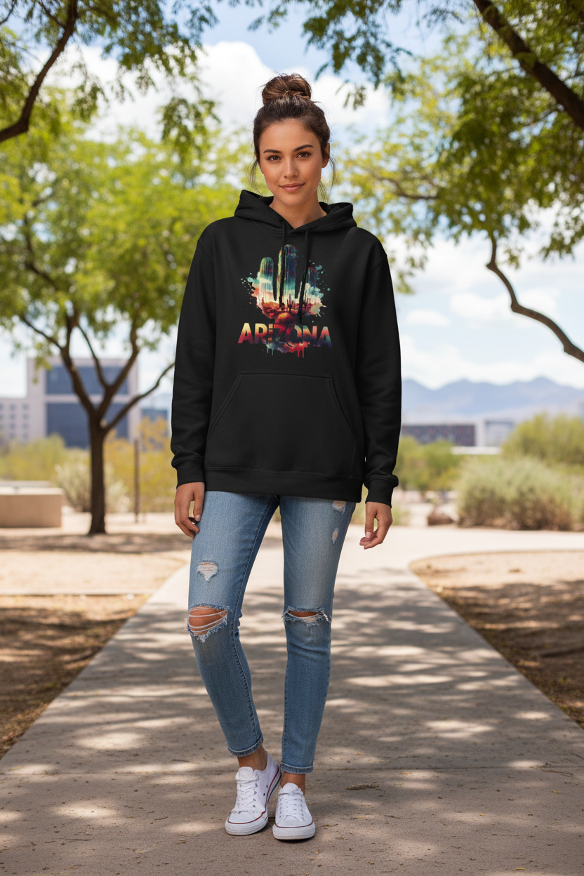 Black hoodie female lifestyle