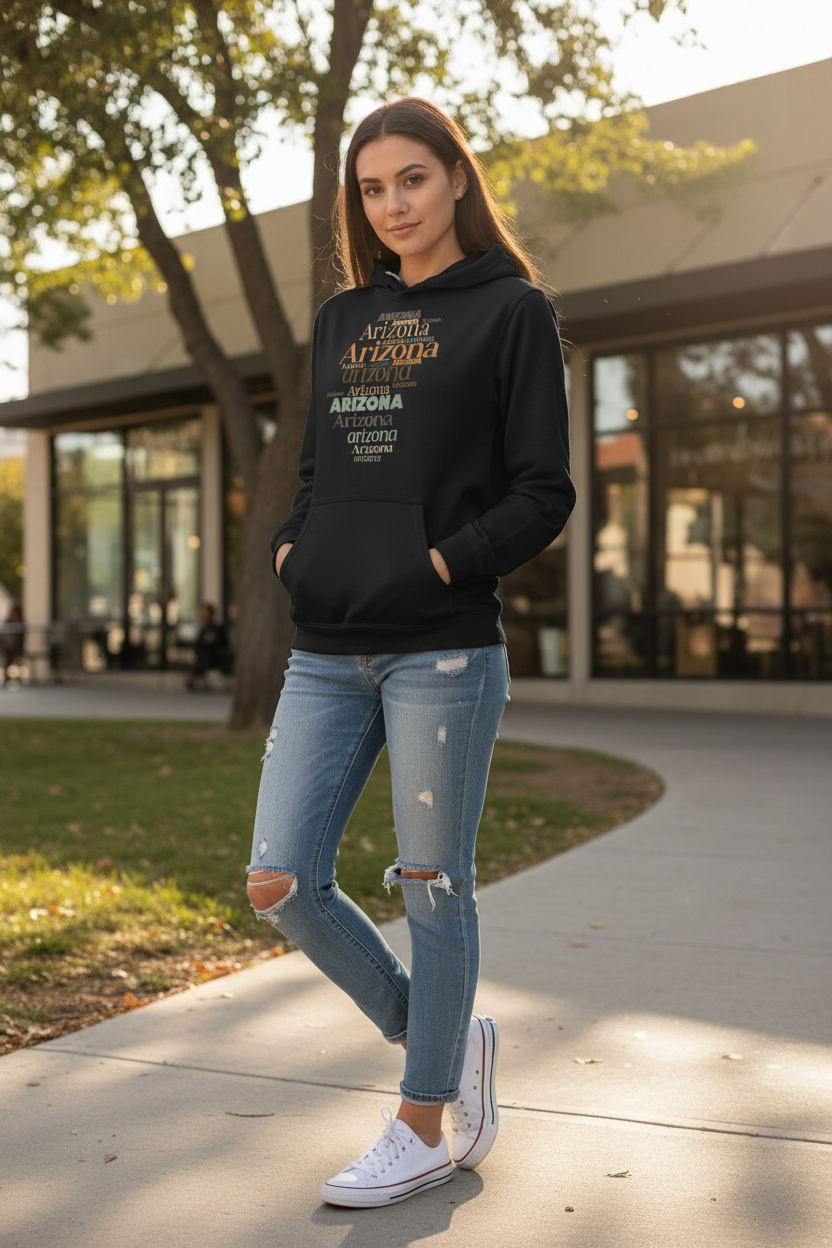 Black hoodie female lifestyle