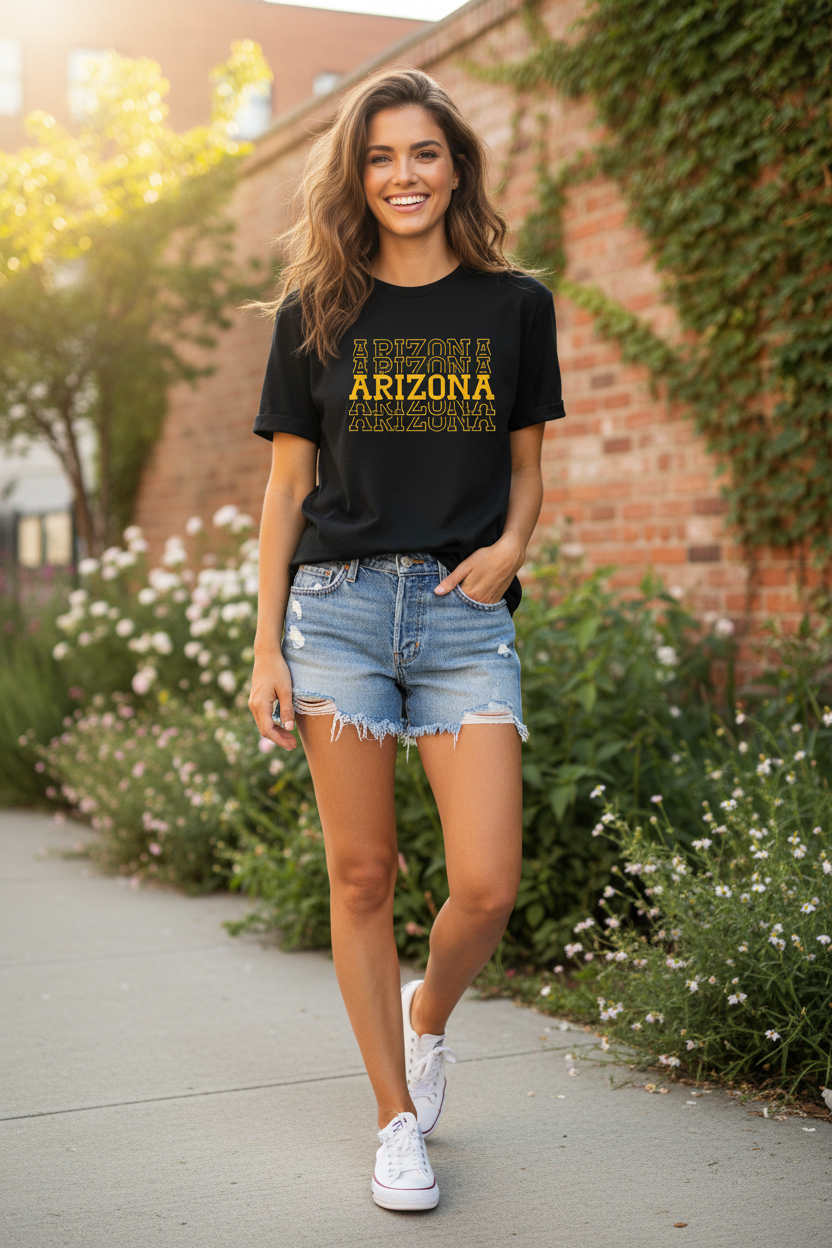 Black t-shirt female lifestyle