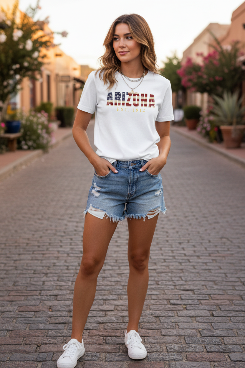 White t-shirt female lifestyle