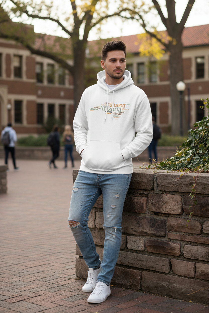 White hoodie male lifestyle