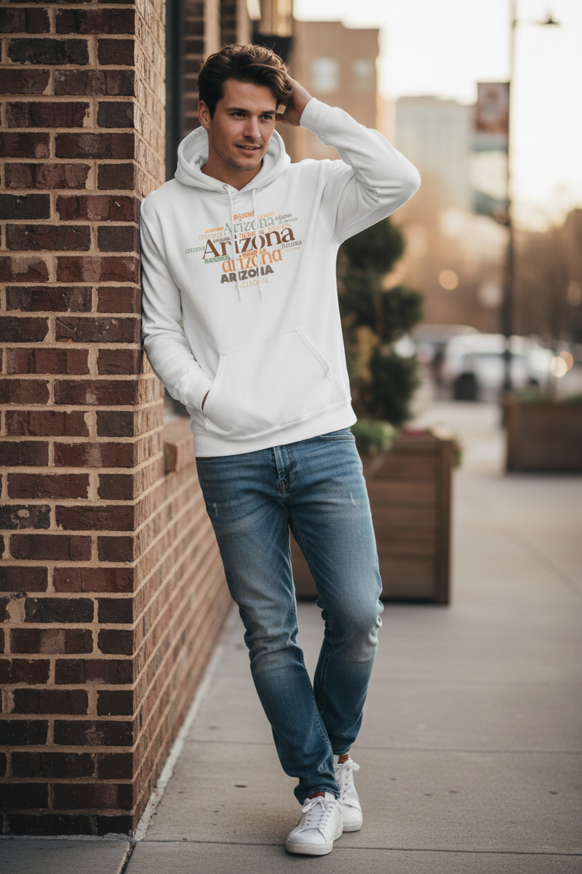 White hoodie male lifestyle