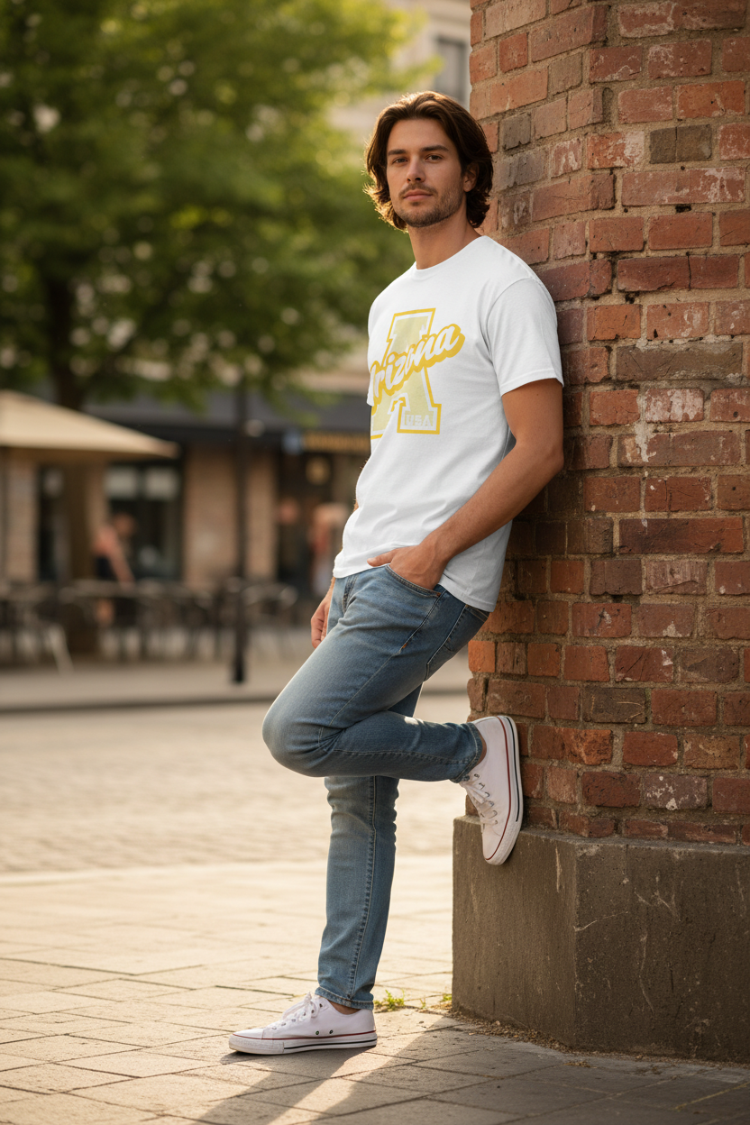 White t-shirt male lifestyle