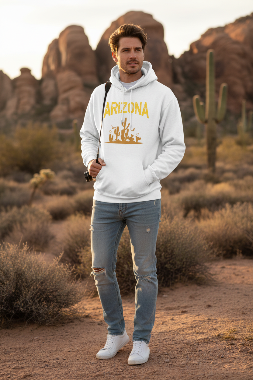 White hoodie male lifestyle