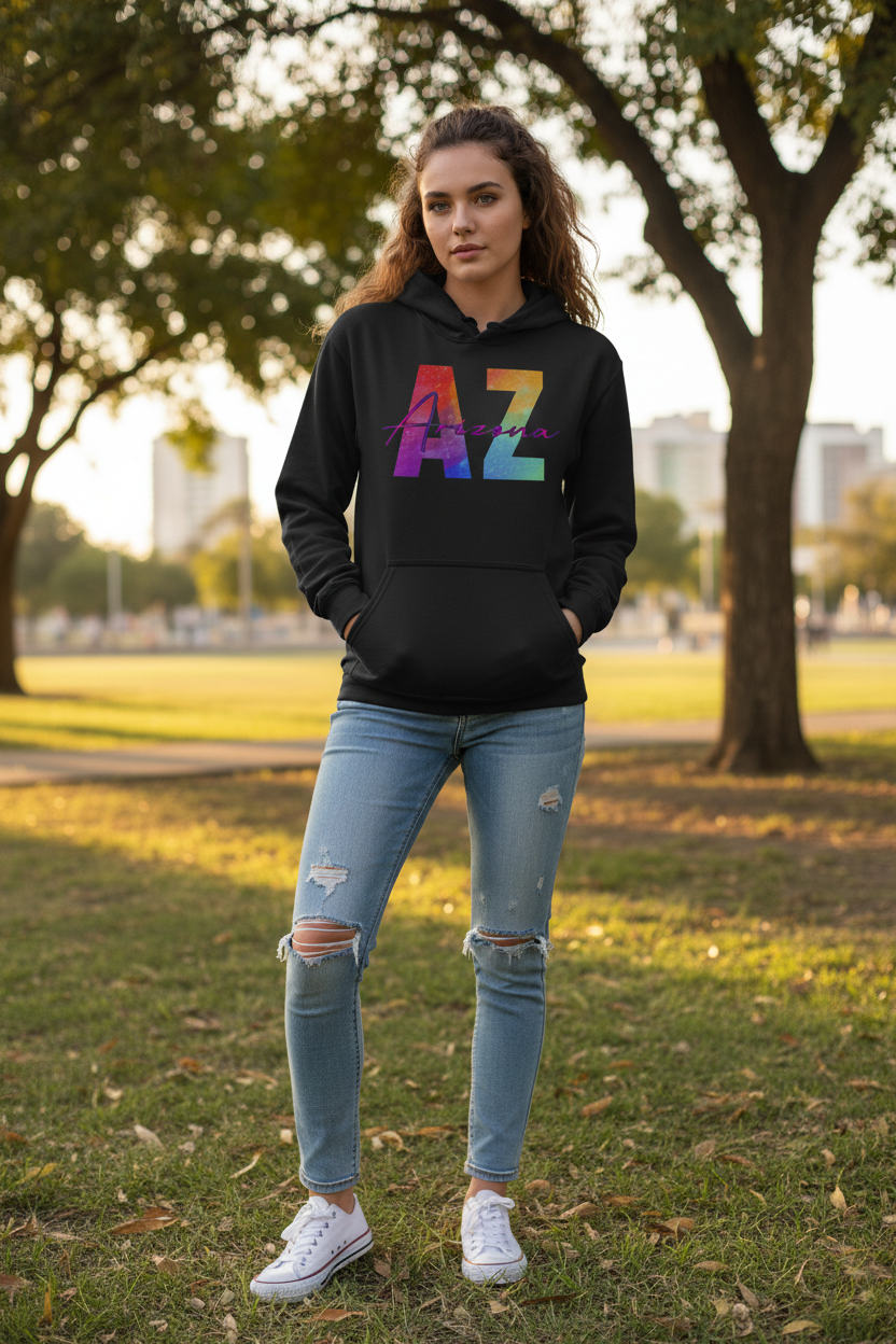 Black hoodie female lifestyle