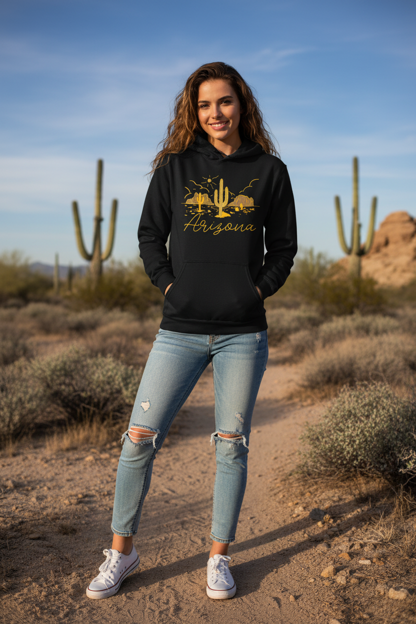 Black hoodie female lifestyle