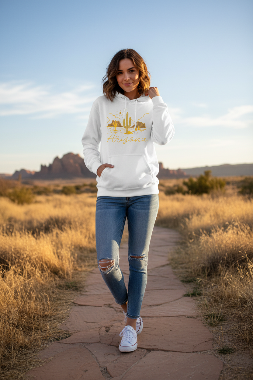 White hoodie female lifestyle