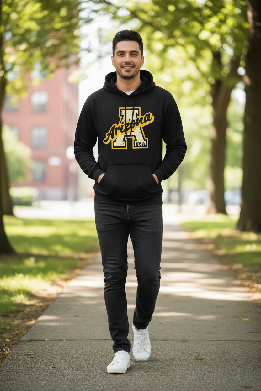 Black hoodie male lifestyle