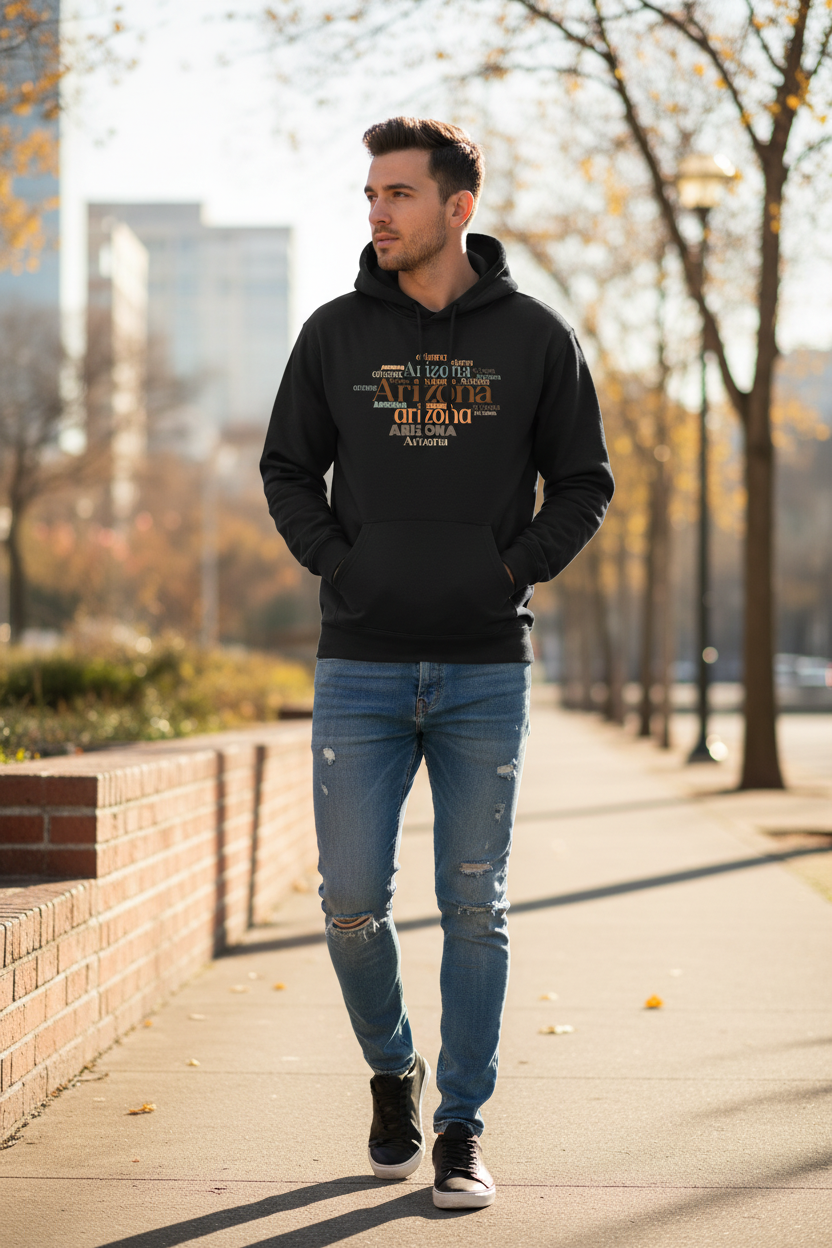 Black hoodie male lifestyle