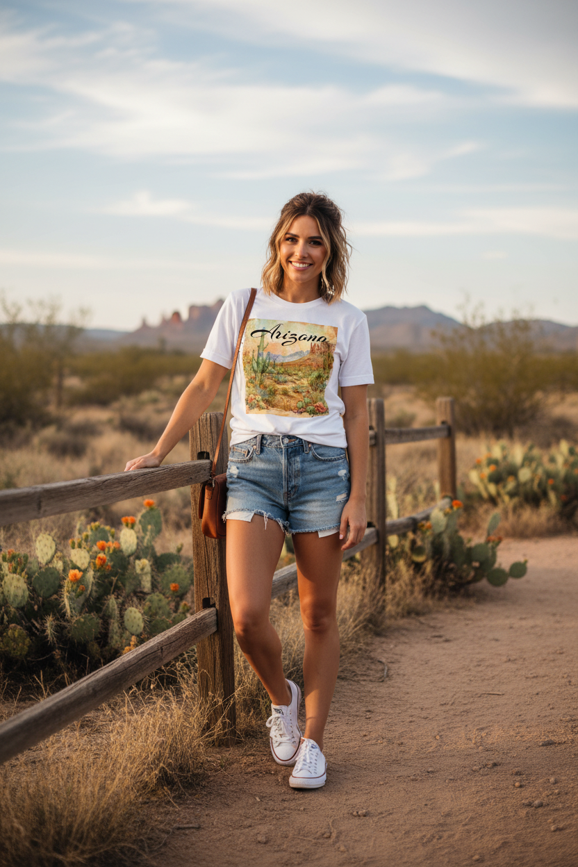 White t-shirt female lifestyle