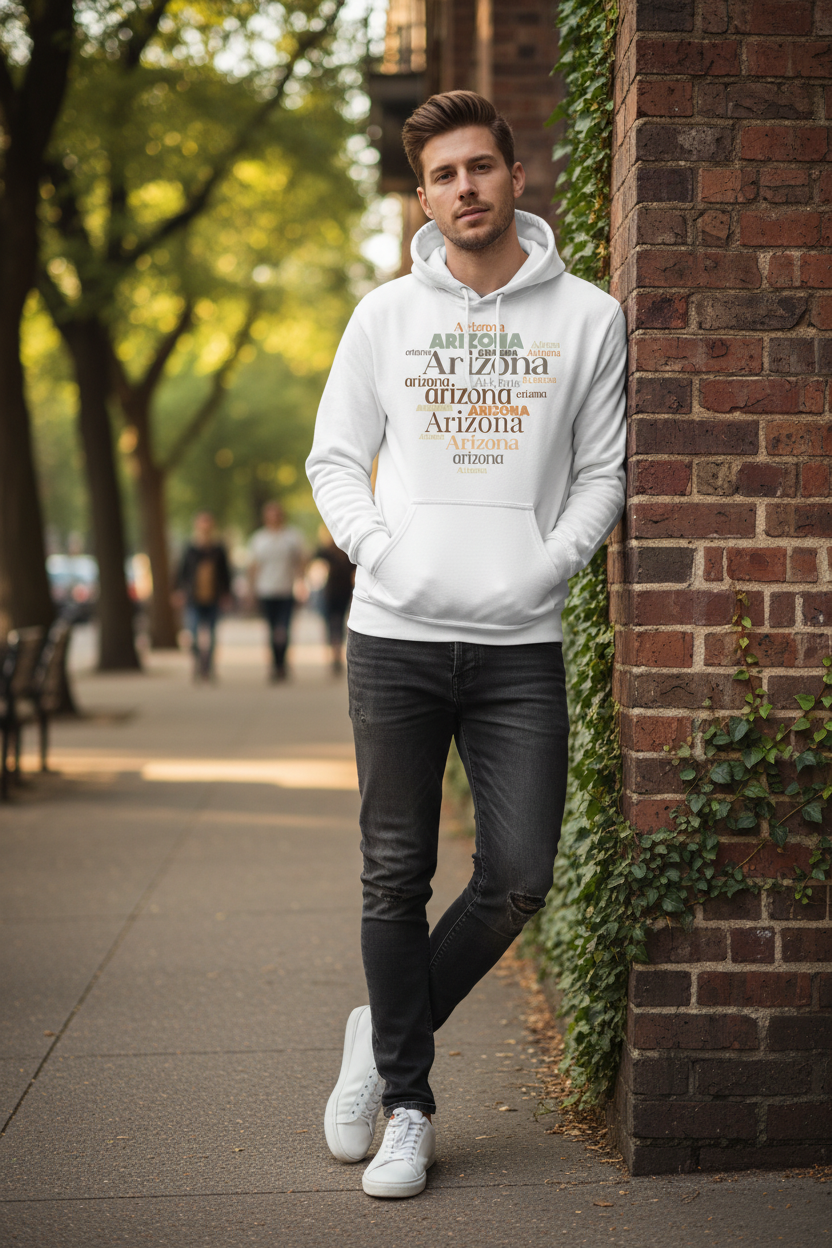 White hoodie male lifestyle