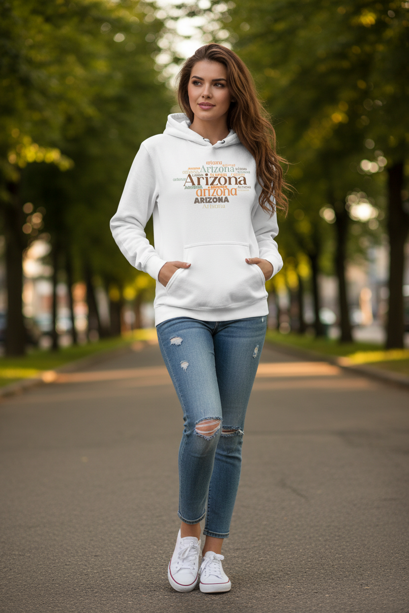 White hoodie female lifestyle