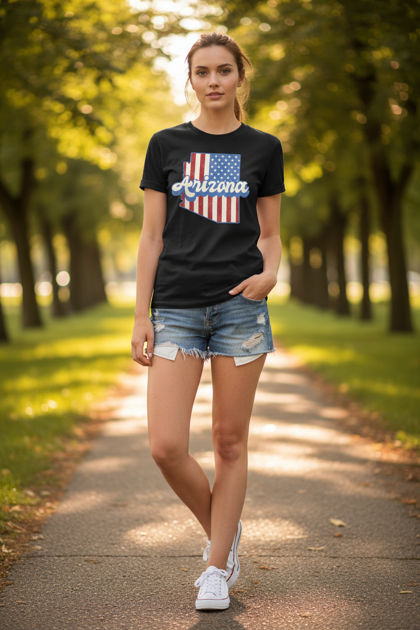 Black t-shirt female lifestyle