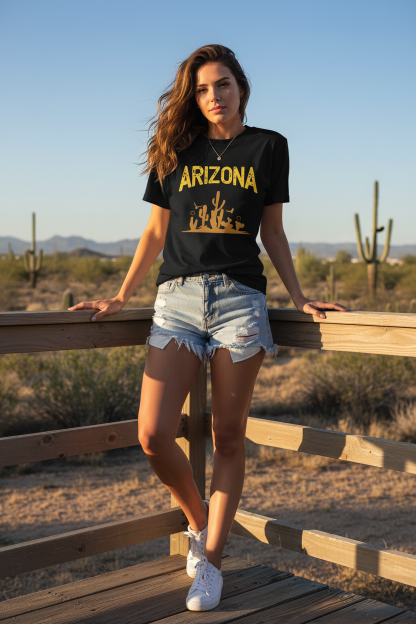 Black t-shirt female lifestyle