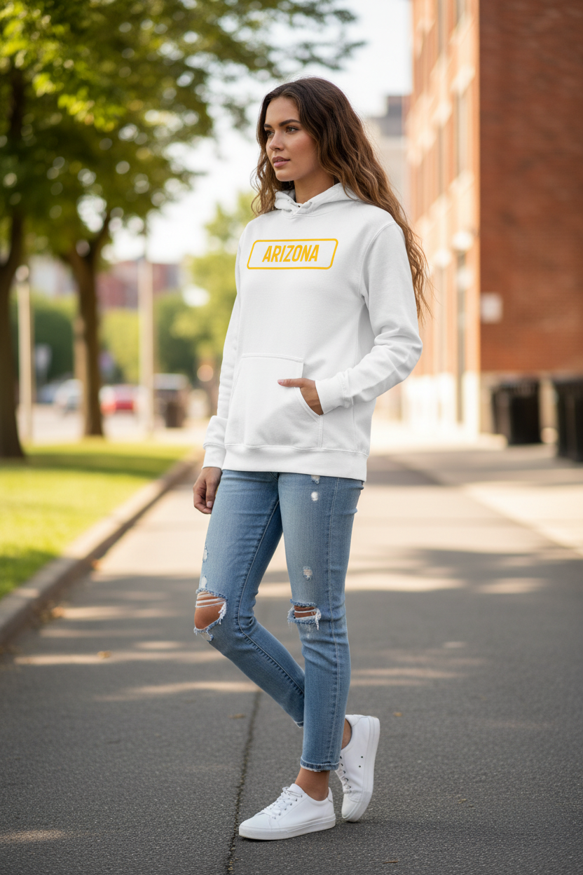 White hoodie female lifestyle