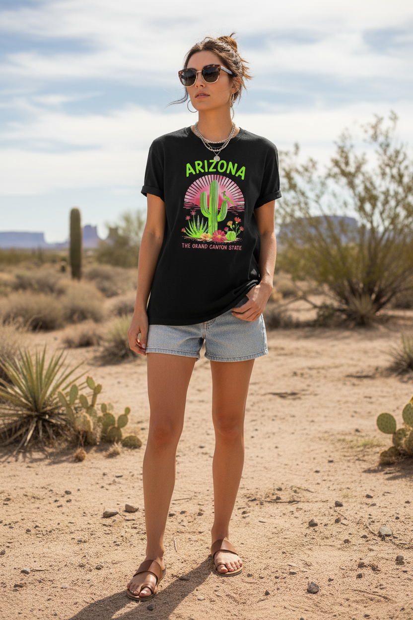 Black t-shirt female lifestyle