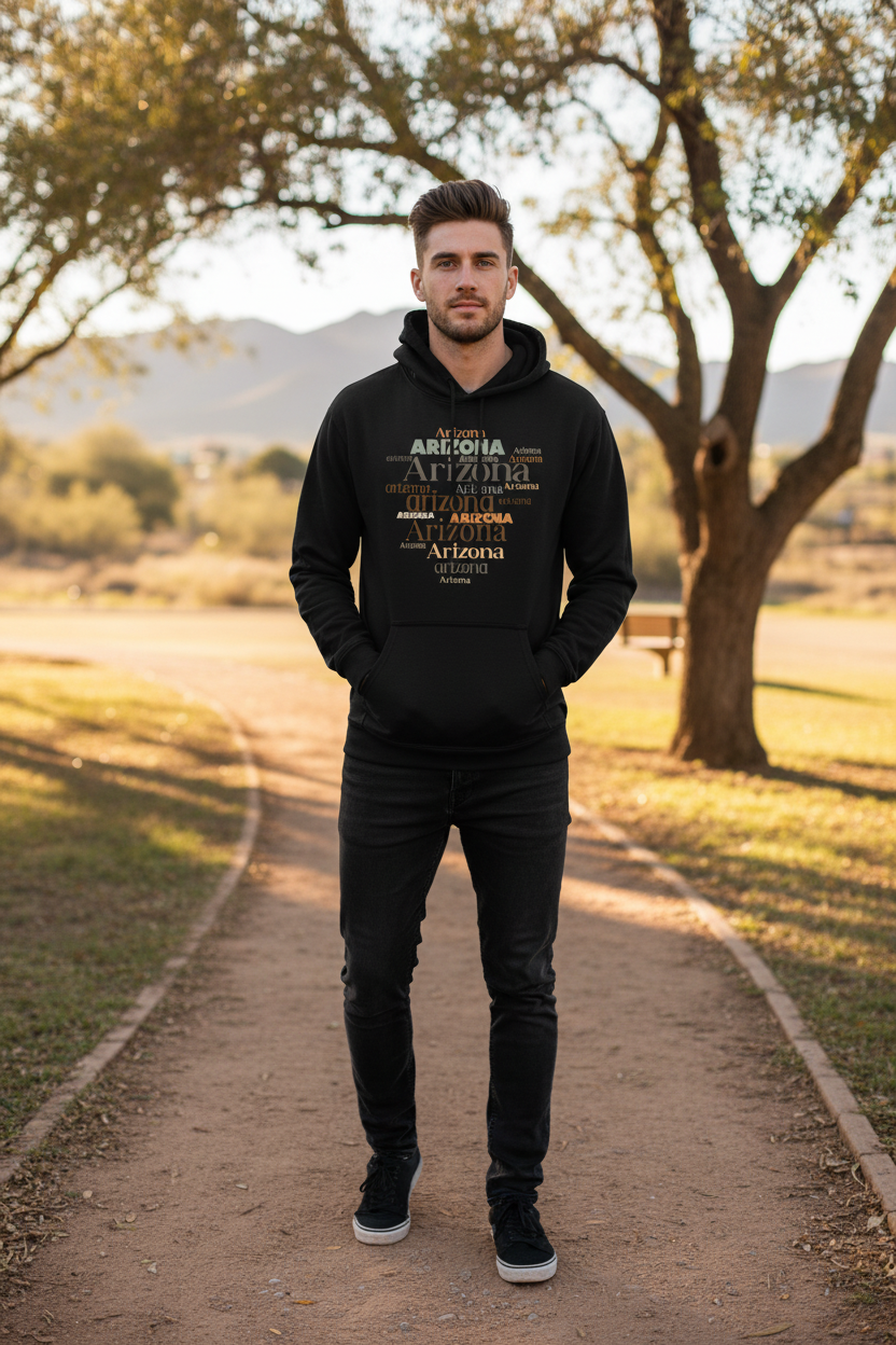 Black hoodie male lifestyle