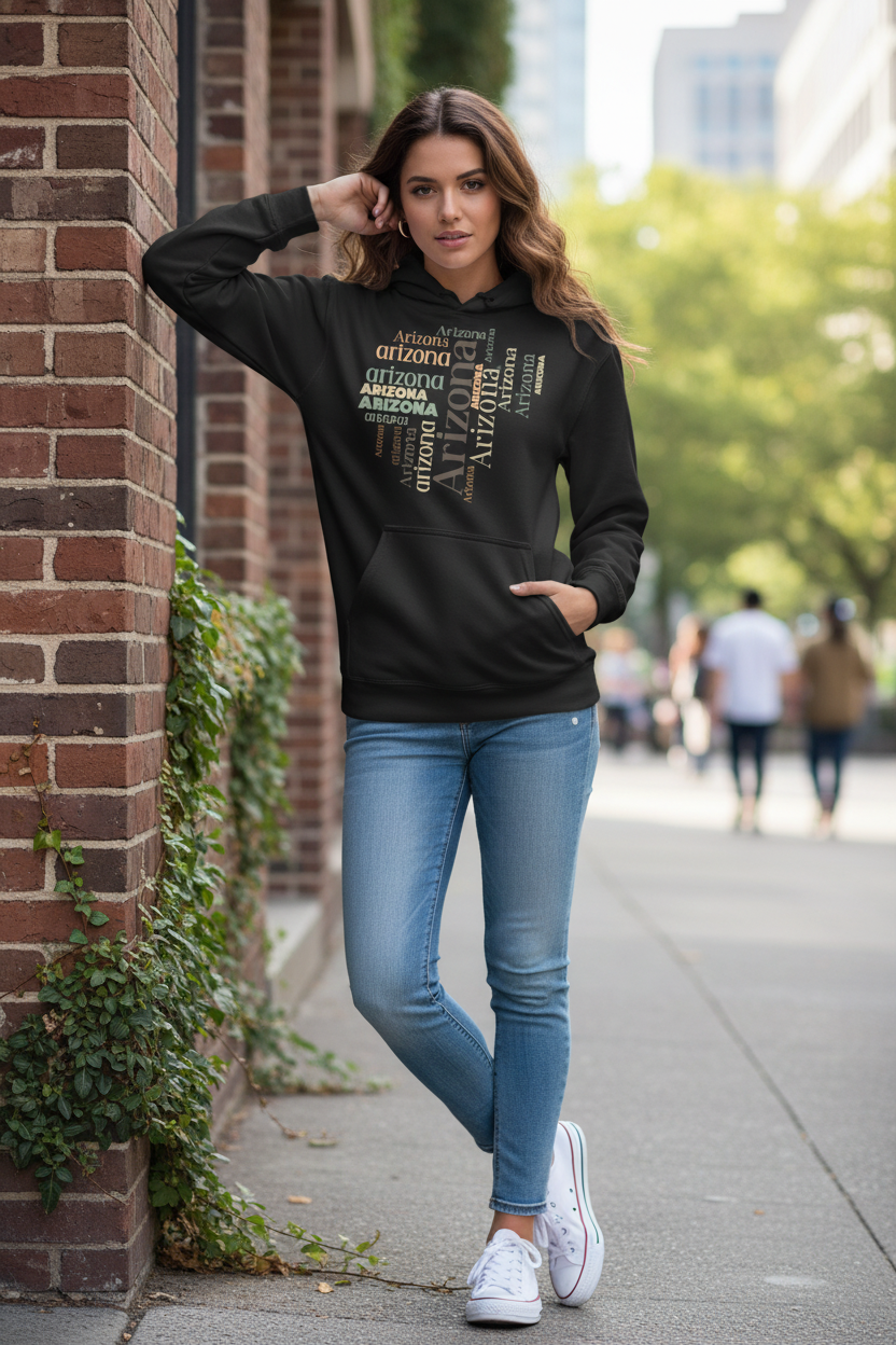 Black hoodie female lifestyle