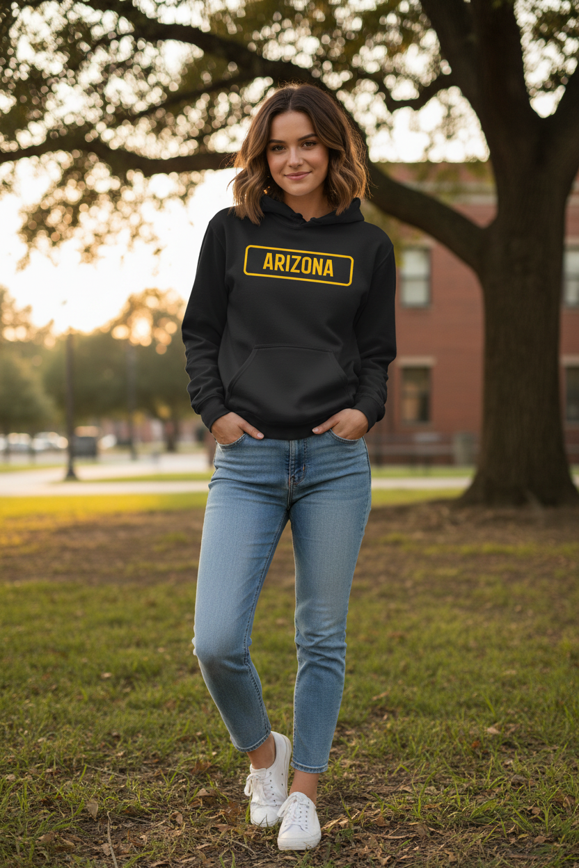 Black hoodie female lifestyle