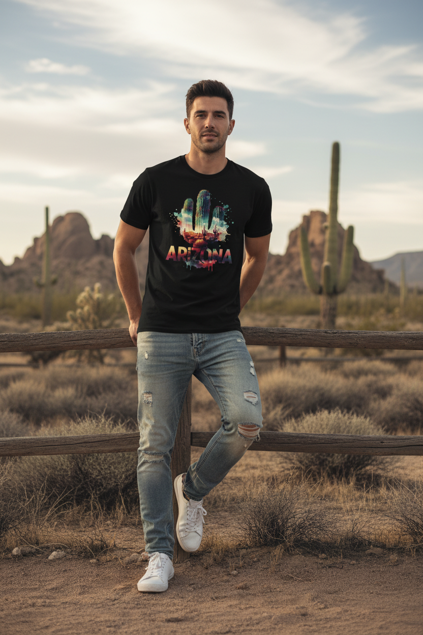 Black t-shirt male lifestyle