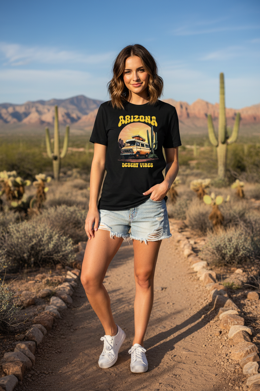 Black t-shirt female lifestyle