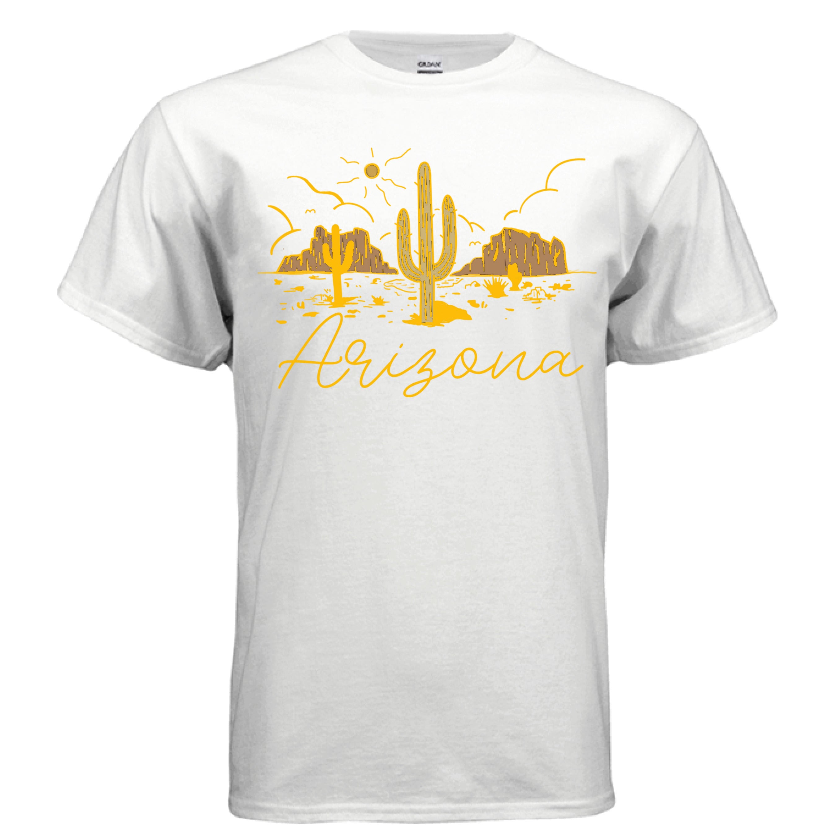 Gildan G200 100% USA cotton adult T-shirt with rib collar tear-away label and double-needle hem