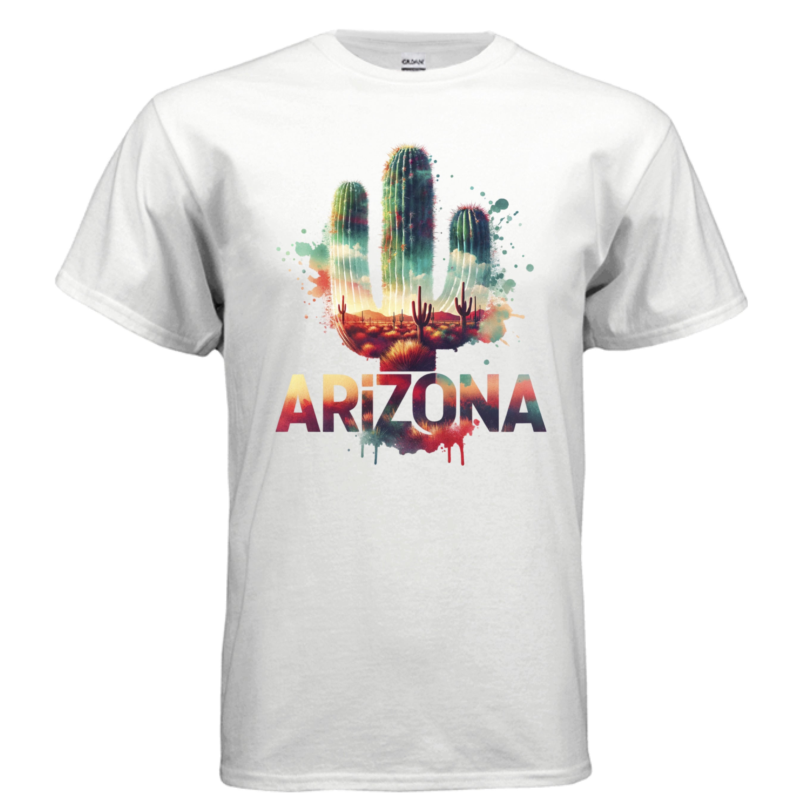 Gildan G200 T-Shirt Design 0122 100% USA cotton rib collar tear away label double-needle hem white