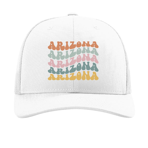 Richardson snapback trucker cap 60/40 cotton/polyester 100% polyester mesh back pre-curved contrast visor adjustable plastic snapback